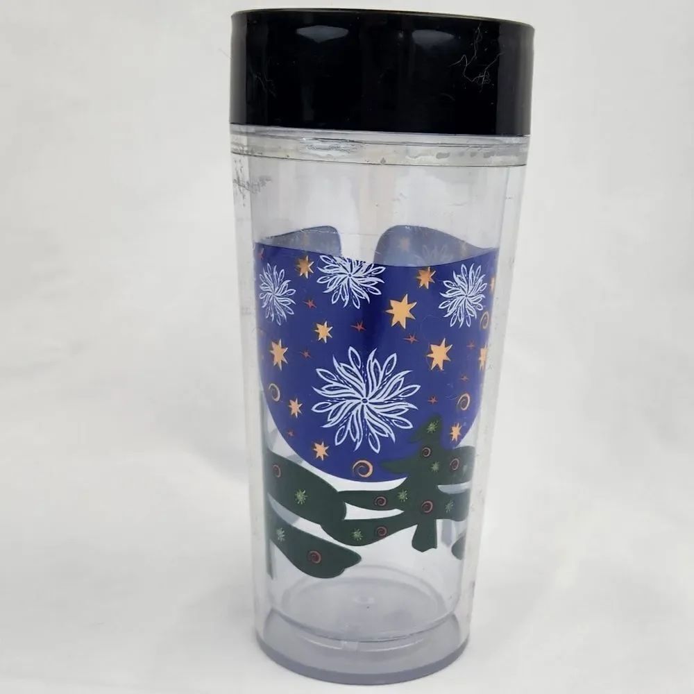 ☕️Vintage Starbucks 1997 Blue & White Holiday 16oz Travel Tumbler